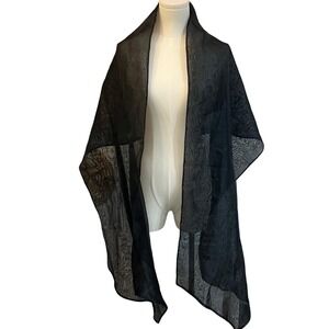Vintage Studio Jax Black Burnout Chiffon Sheer Shawl Wrap Evening Goth